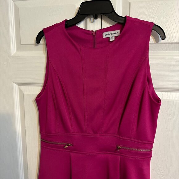 Shelby & Palmer Hot Pink Sleeveless Peplum Sheath Career Cocktail Dress Size 10 - Picture 3 of 10